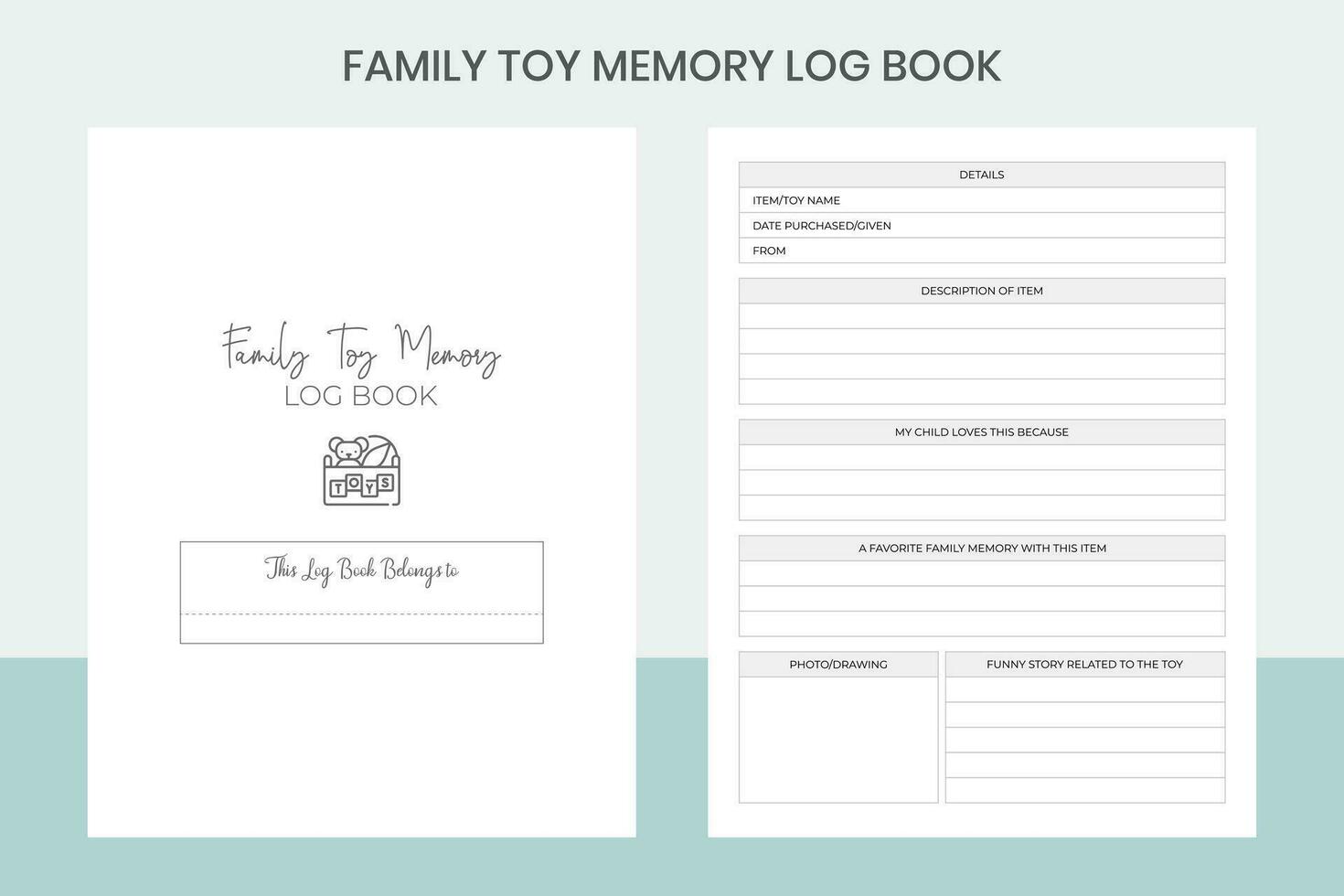 Family Toy Memory Log Book Pro Template vector