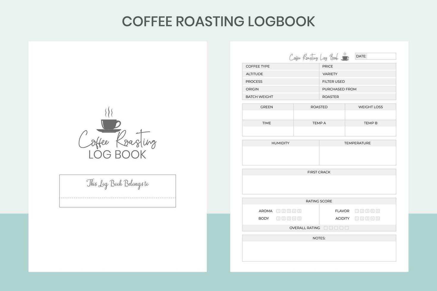 Coffee Roasting Logbook Pro Template vector