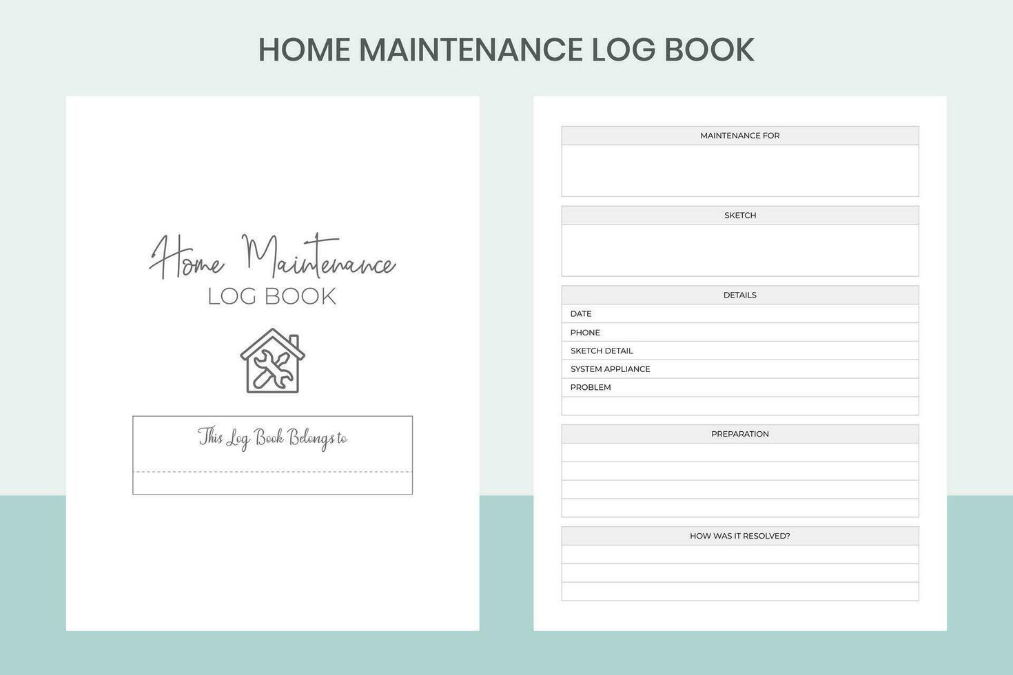 Home Maintenance Log Book Pro Template vector