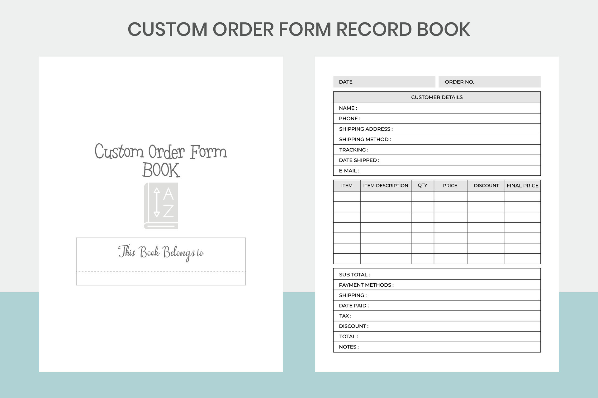 Custom Order Form Record Book Pro Template 36023678 Vector Art at Vecteezy