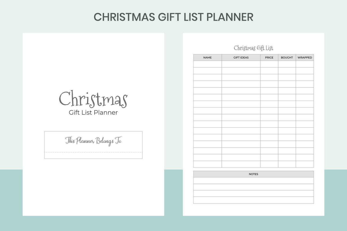 Christmas Gift List Planner Pro Template vector