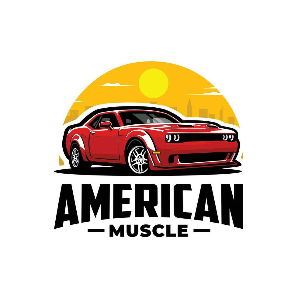 americano músculo coche logo vector Arte ilustración. mejor para automotor camiseta diseño