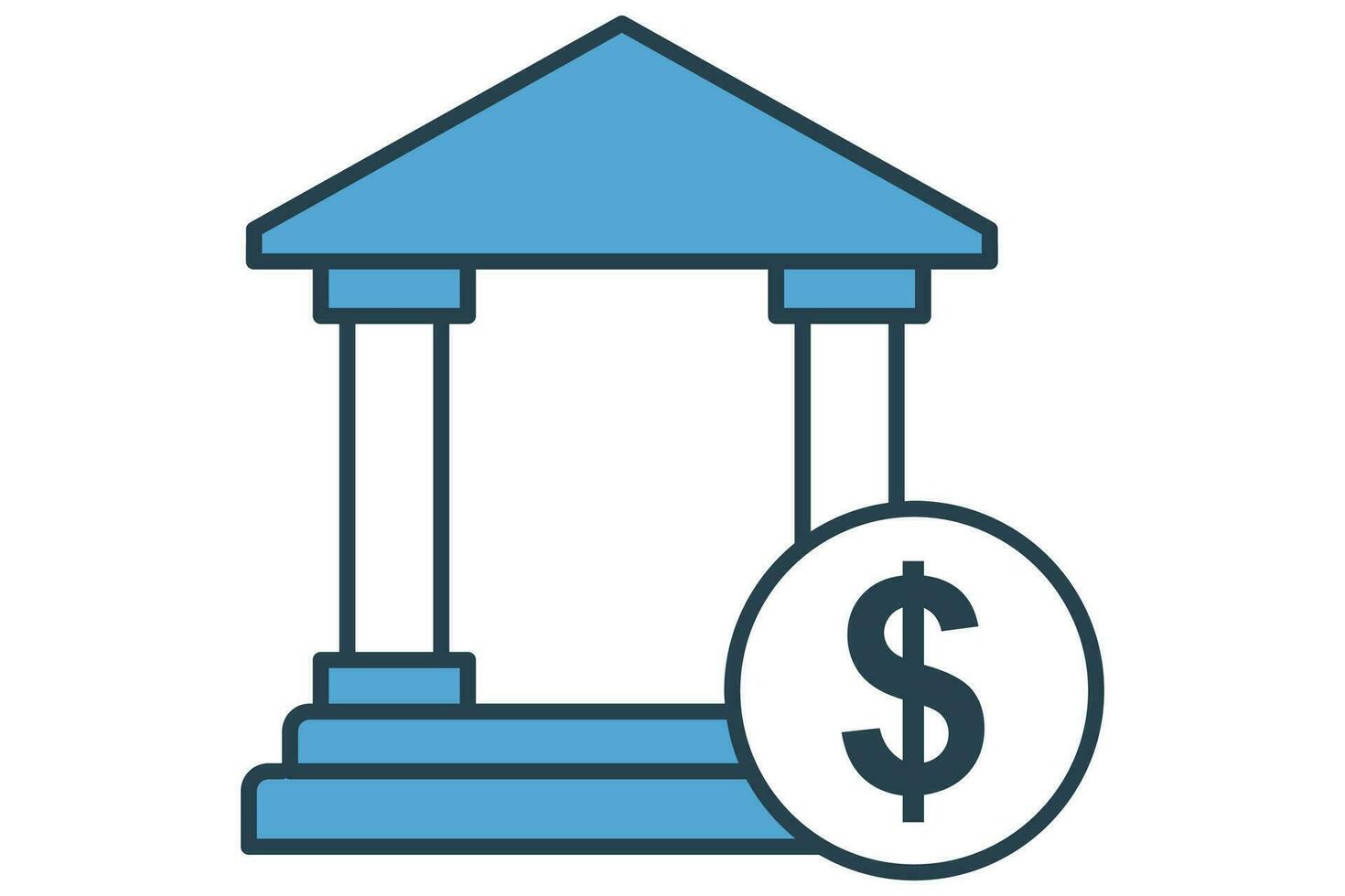 banco icono. banco edificio con dólar. icono relacionado a finanzas. plano línea icono estilo. elemento ilustración vector