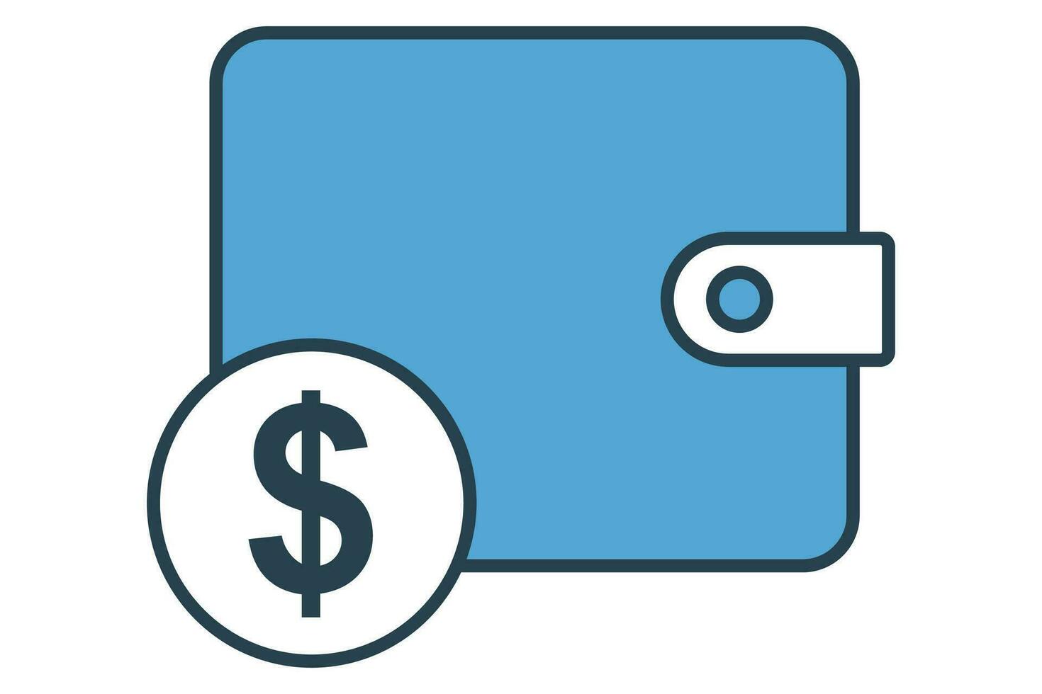 billetera icono. billetera con dólar. icono relacionado a finanzas. plano línea icono estilo. elemento ilustración vector