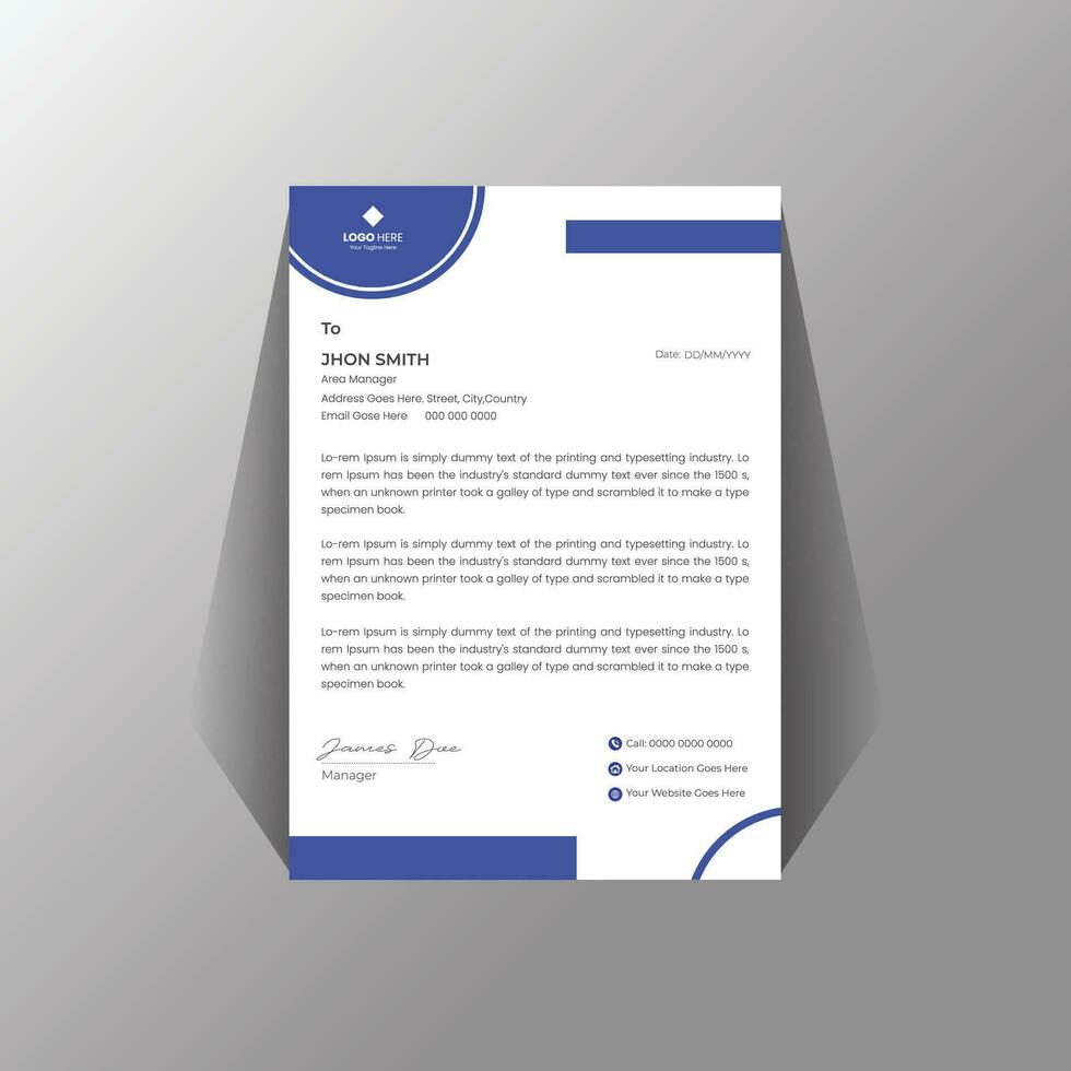 Minimal Company Latter head Design Template. vector