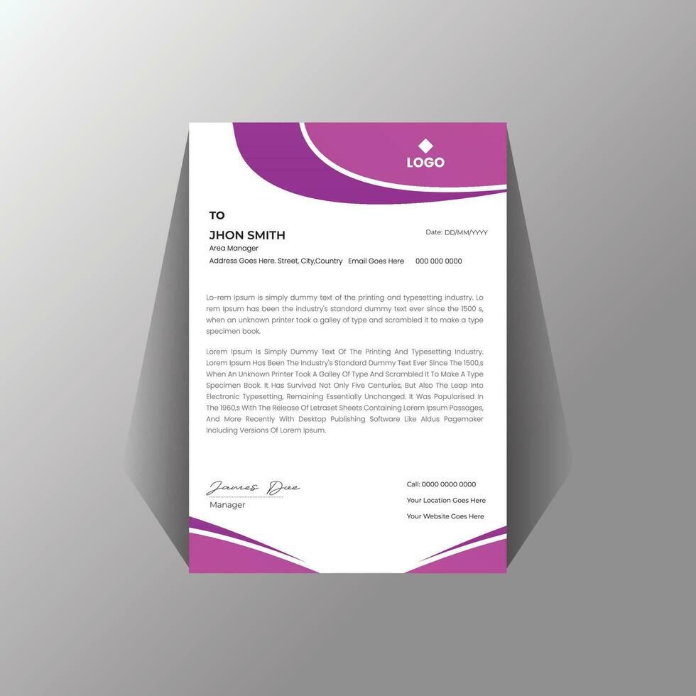 Minimal Company Latter head Design Template. vector