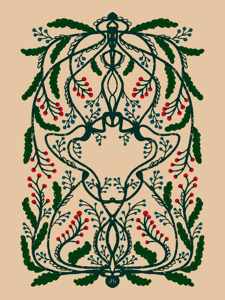 a floral pattern with leaves and berries vector