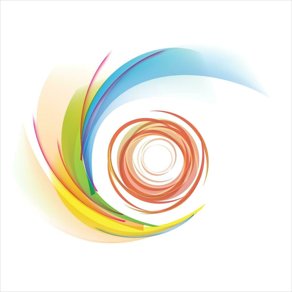 Abstract whirlpool icon. Spiral with colorful speed lines as dynamic abstract vector background or logo or icon. Artistic illustration with white background perspective.