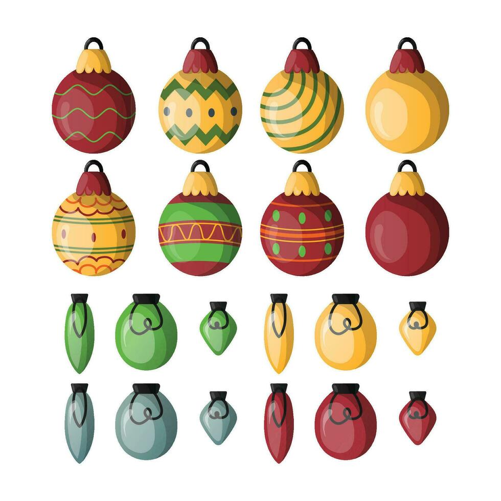 conjunto de Navidad lámpara decoración vector