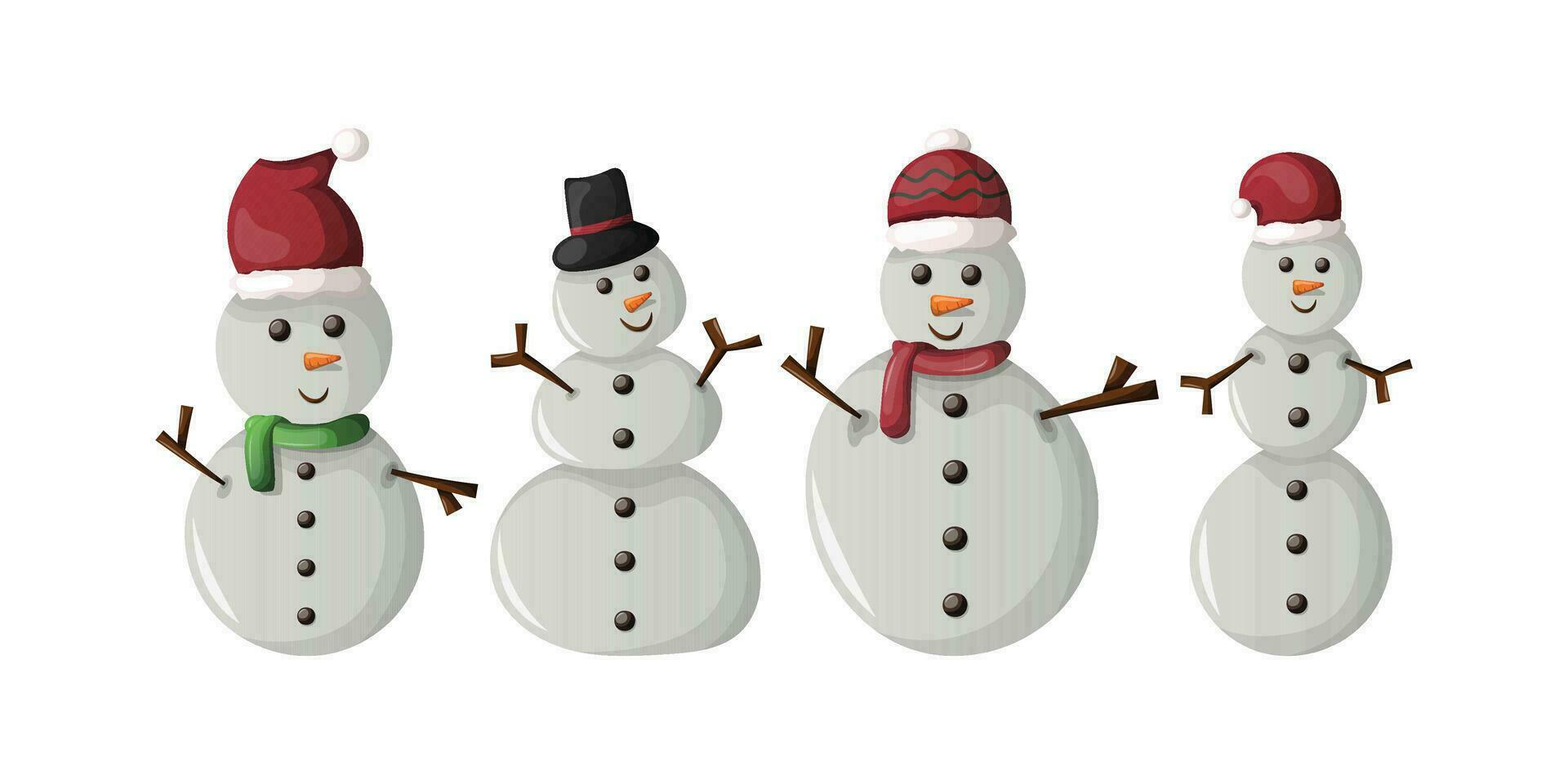 Vector Christmas Snowman Illustration Set