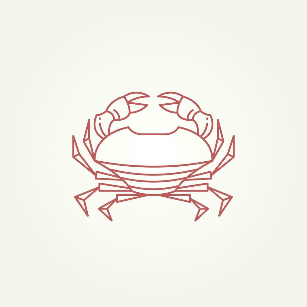 minimalist isolated red crab line art icon logo template vector illustration design