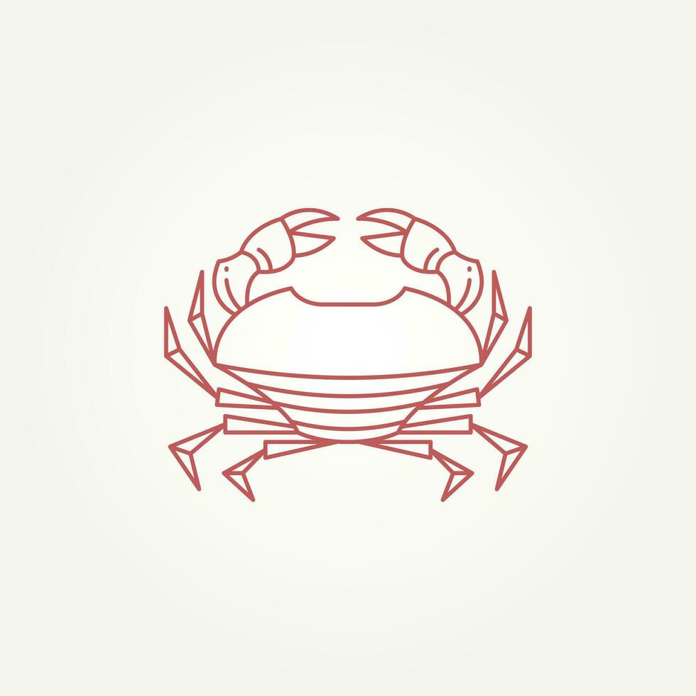 minimalist isolated red crab line art icon logo template vector illustration design