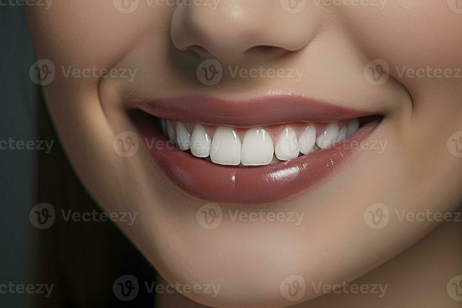 AI generated Close up of a smile with nice white teeth. AI Generated photo