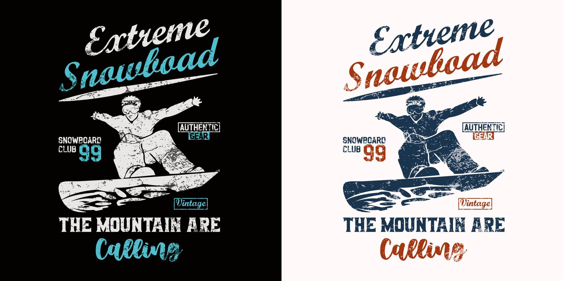 Extreme snowboard the mountain are calling t shirt design. Skiing snowboarding vintage t shirt design photo