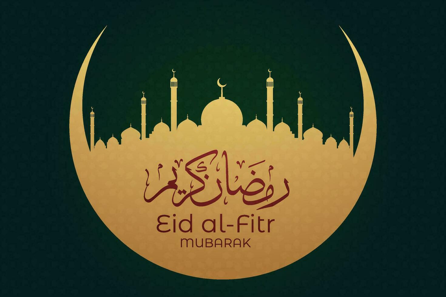 eid Mubarak saludo tarjeta con creciente y mezquita vector