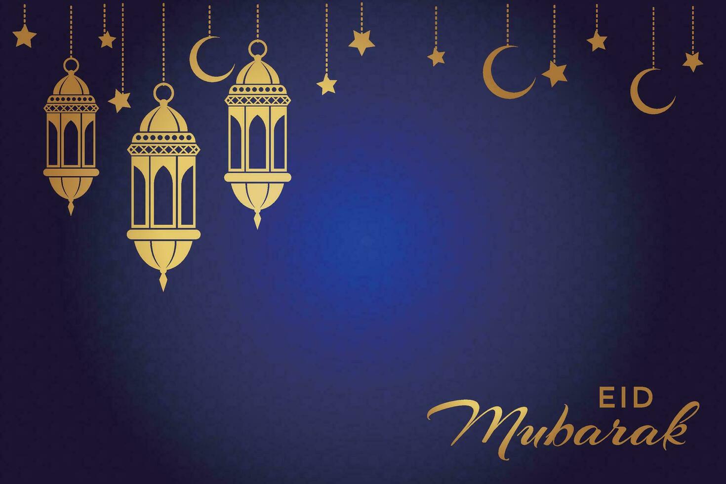 ramadan kareem greeting card with gold lanterns and stars vector