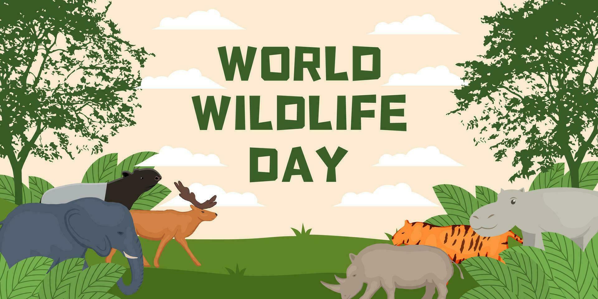 vector world wildlife day horizontal banner illustration
