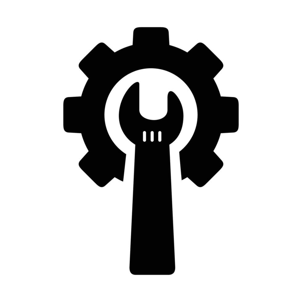 Wrench and Gear cogwheel icon in trendy flat design. repair sign and symbol. vector