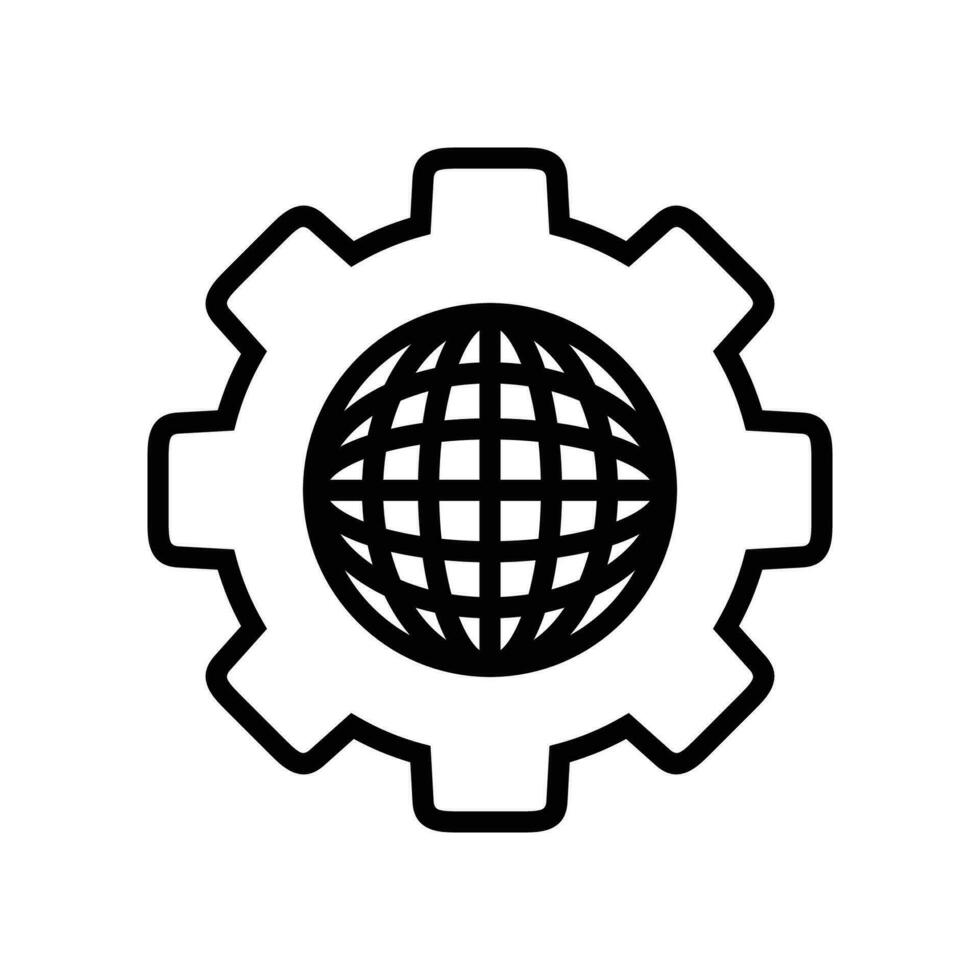 Gear global line icon design. Global business related icon outline vector