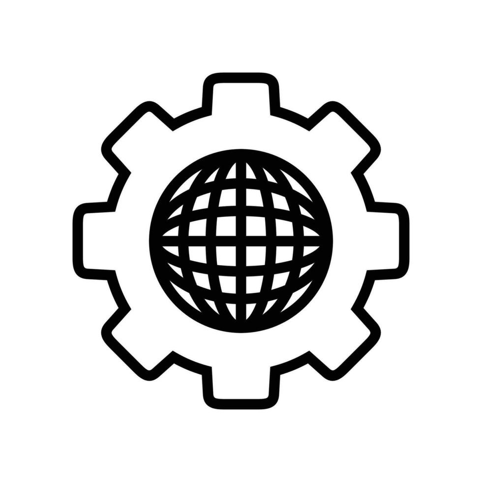 engranaje global línea icono diseño. global negocio relacionado icono contorno vector