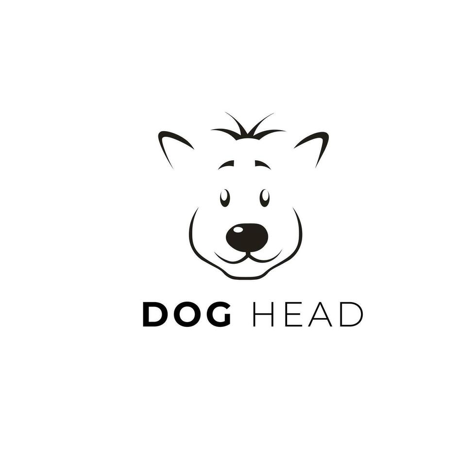 Vector linear logo design template - head dog emblem - abstract animals and symbol