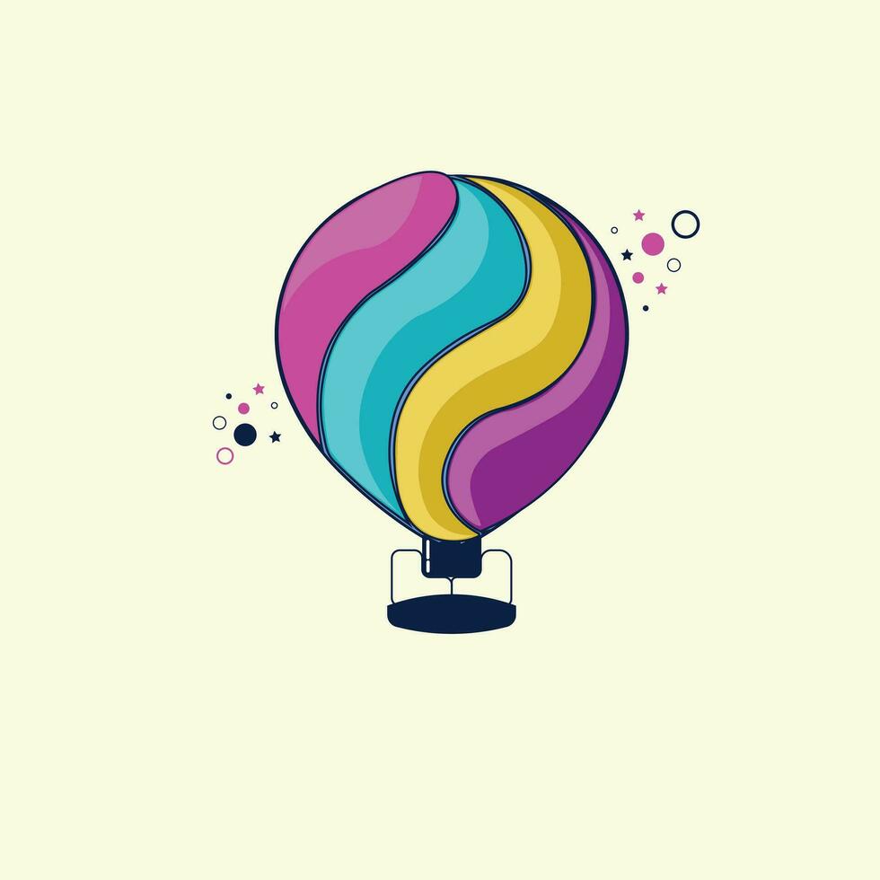 Hot Air Balloon Line colorful Illustration vector