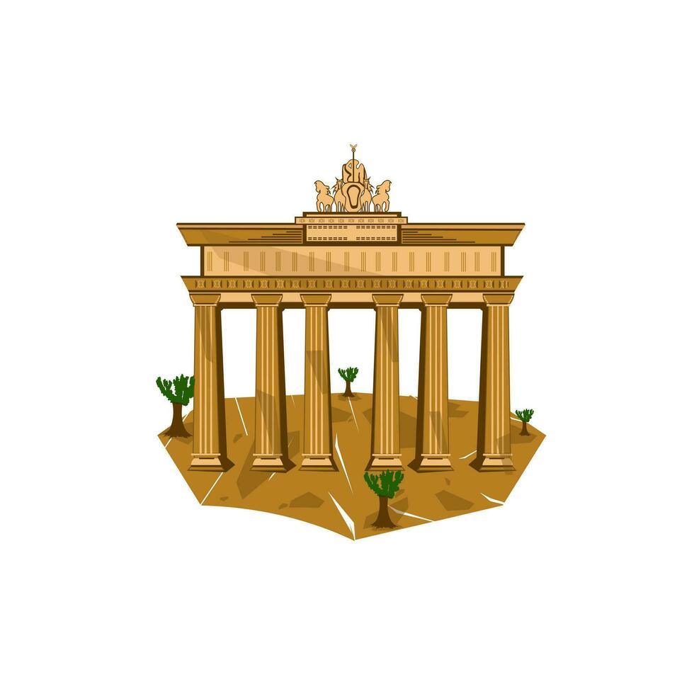 The Brandenburg Gate monumental neoclassical illustration in Berlin vector