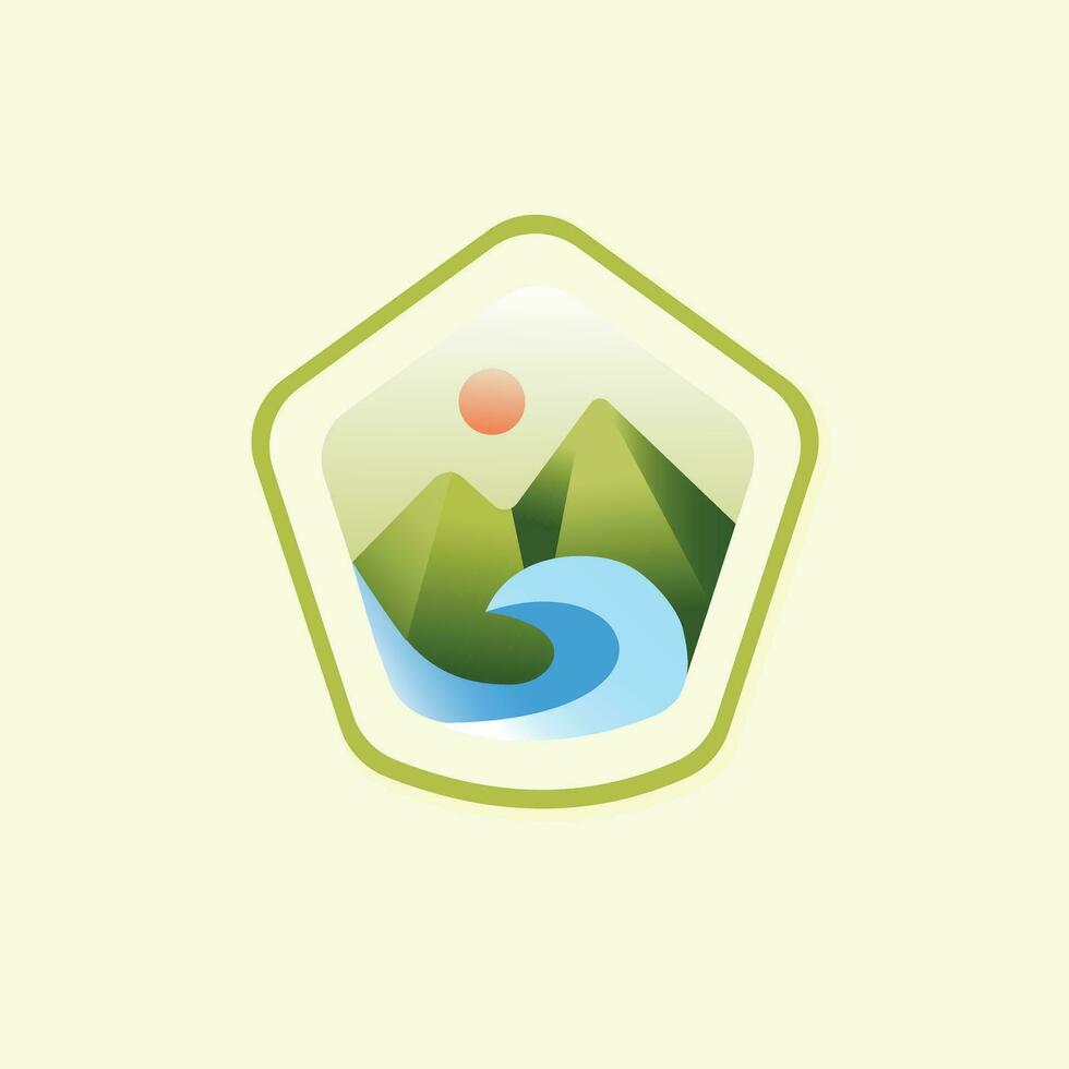 Animated Mountain View badge logo vector