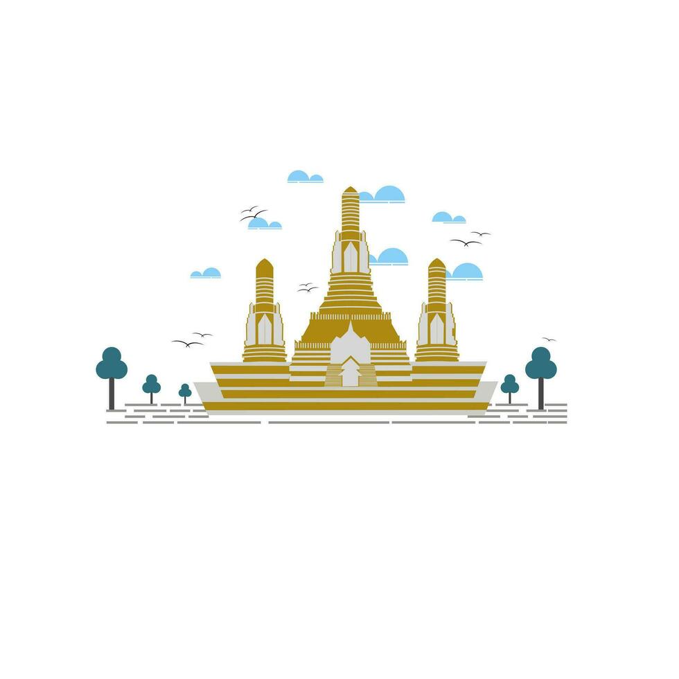 A cool Wat Arun illustration from Thailand vector