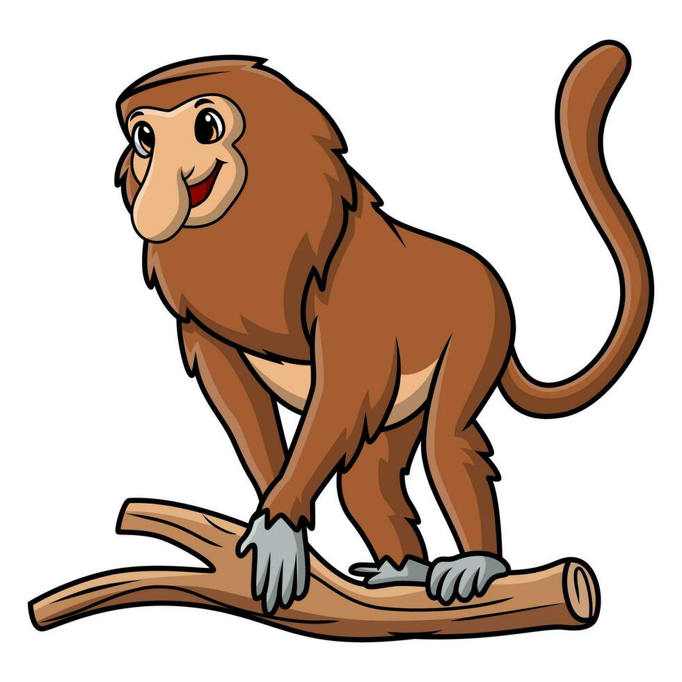 Cute proboscis monkey cartoon on white background vector