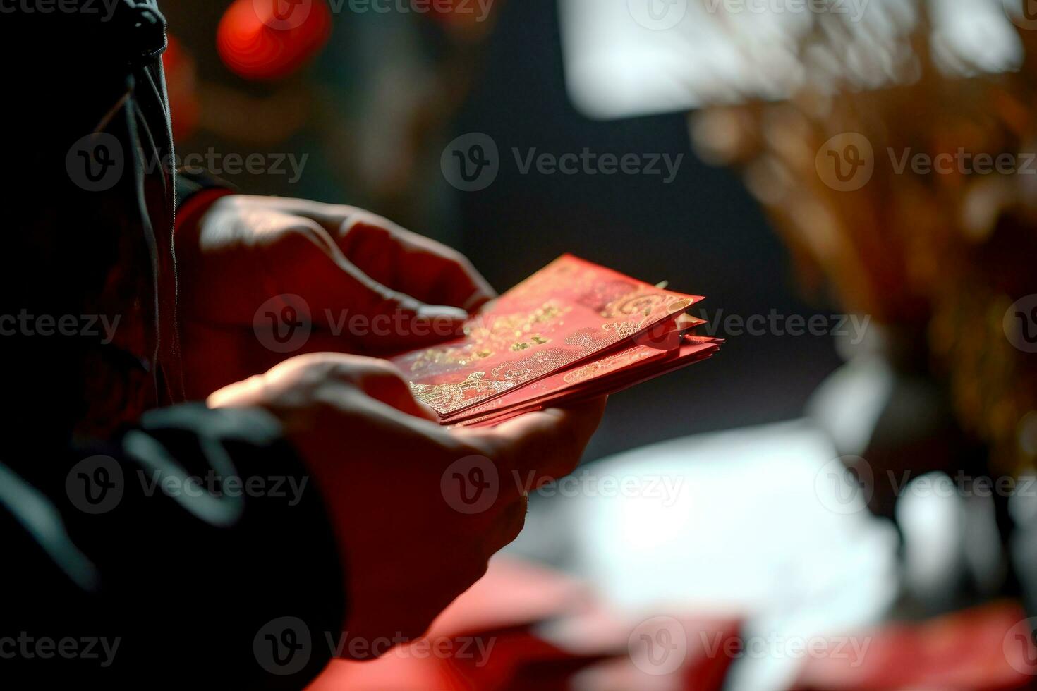 AI generated a lucky red packet for person in Chinese New year. AI generative photo