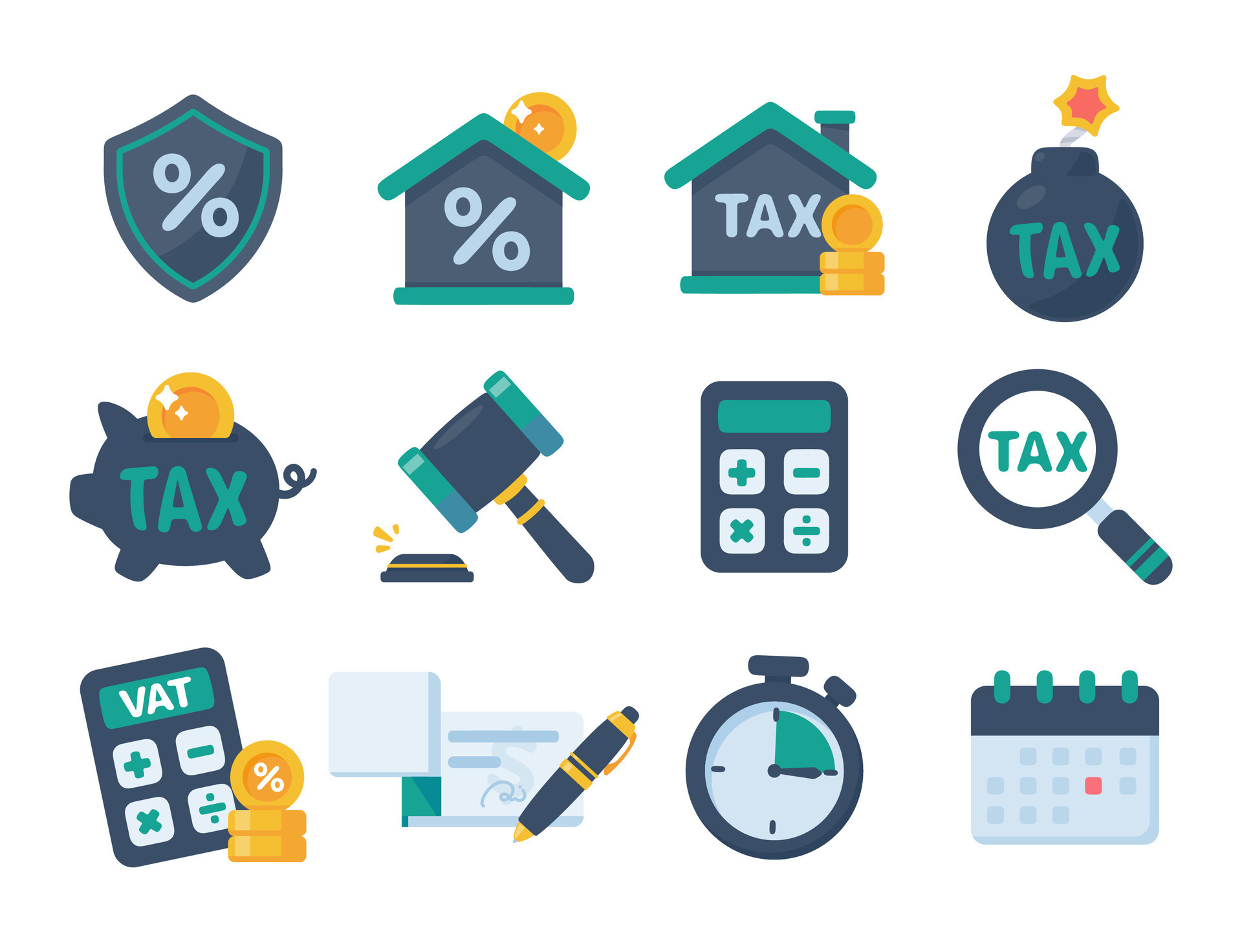 Components of tax deduction. Filing taxes on 36025635 Vector Art