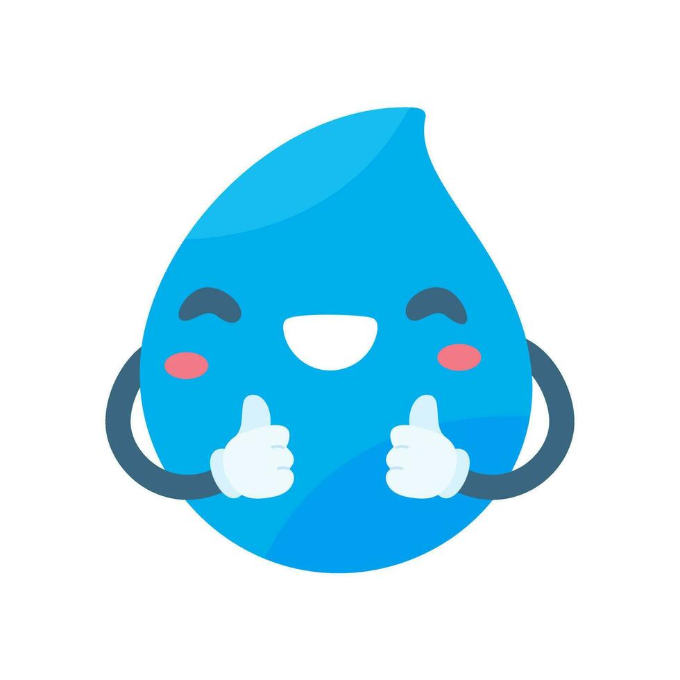 Cute water drop cartoon characters in various poses Providing knowledge to reduce water use vector