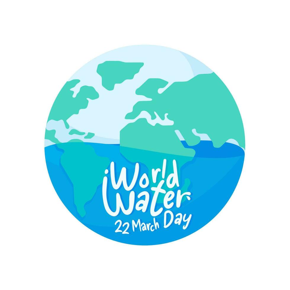 Earth and water drops. Concept of awareness of economical water use on World Water Day. vector