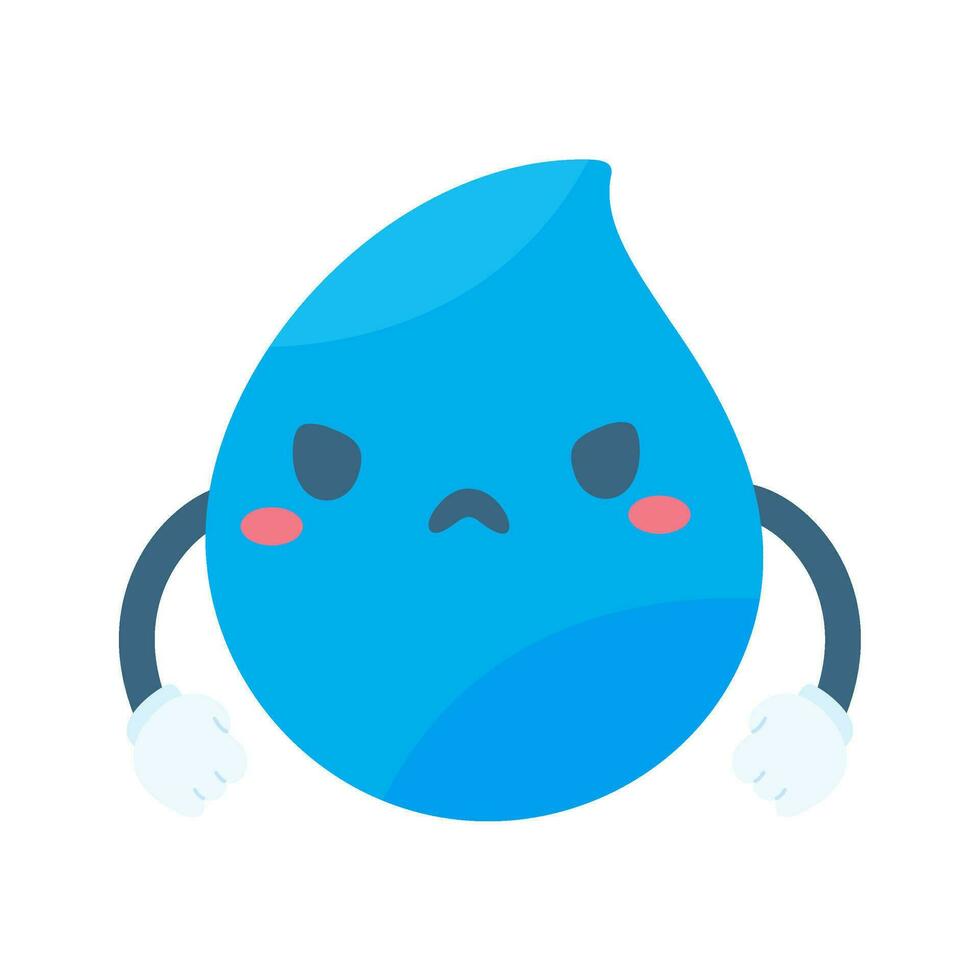 Cute water drop cartoon characters in various poses Providing knowledge to reduce water use vector