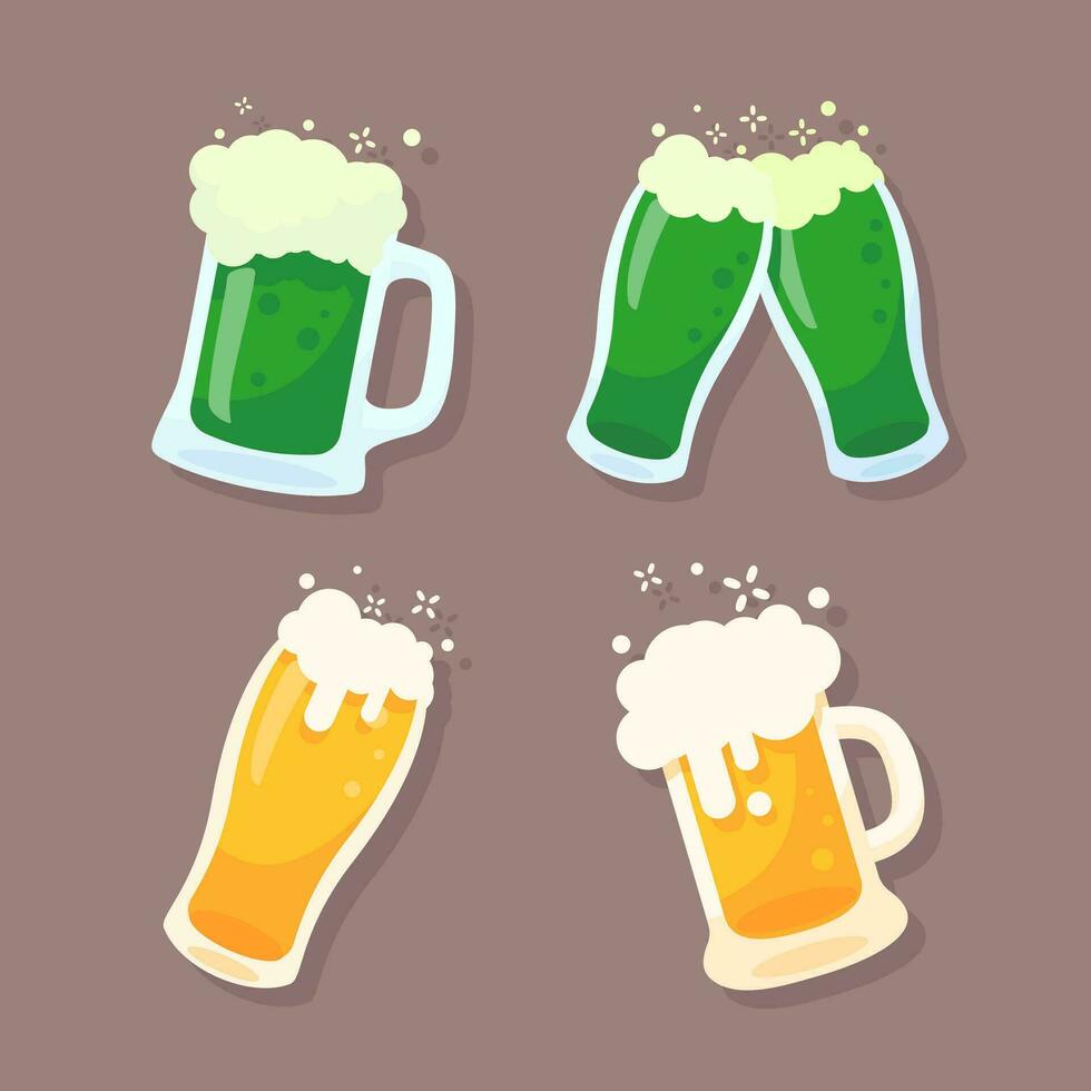 Beer in a glass with beer foam St. Patrick's Day Celebration Elements vector