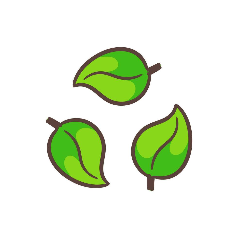 Green leaf recycle icon vector. Isolated white background vector