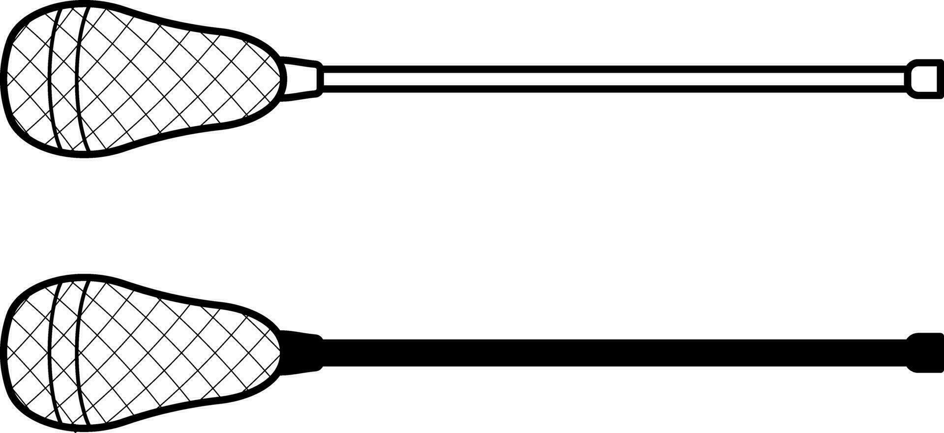 contorno silueta lacrosse palos icono conjunto vector