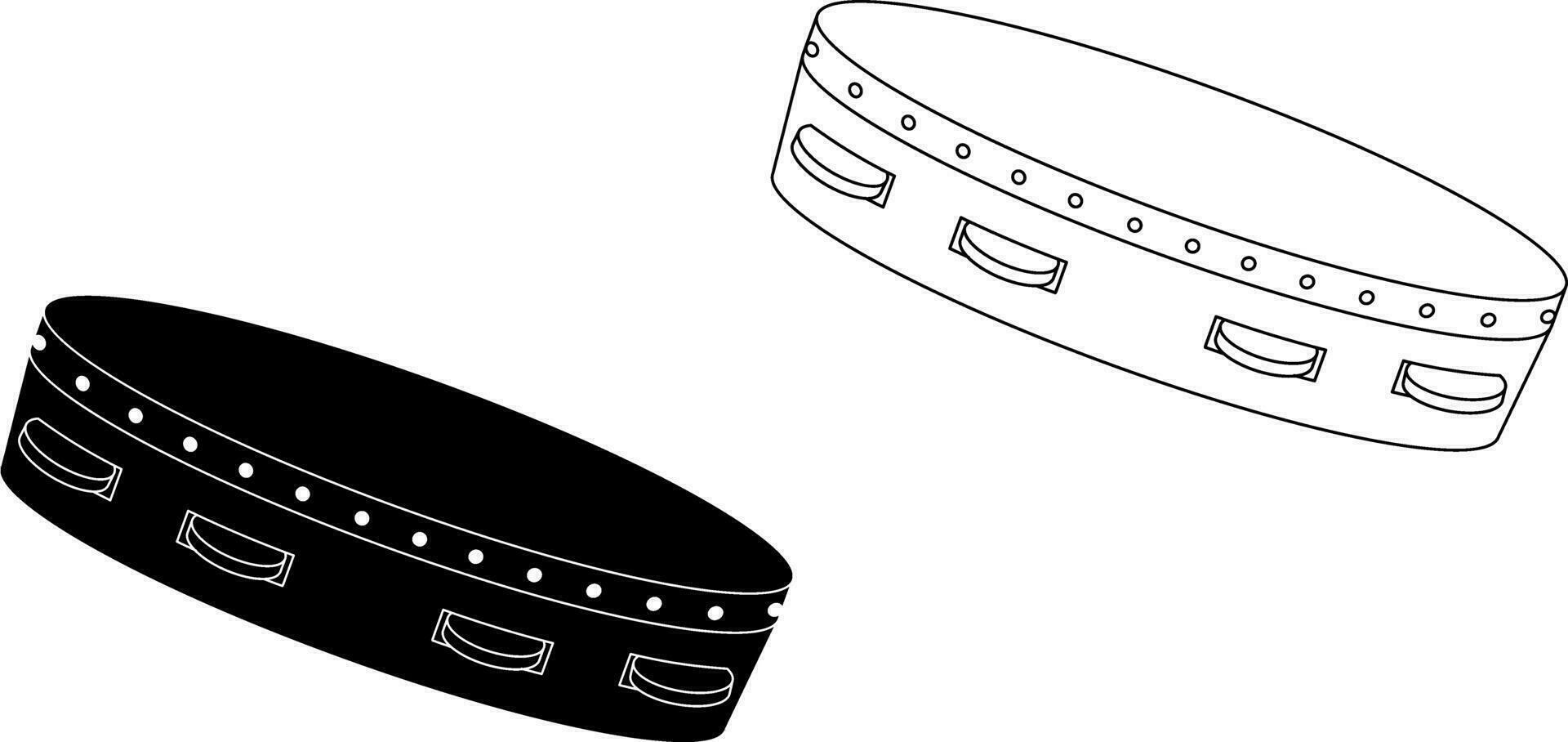 outline silhouette tambourine icon set vector