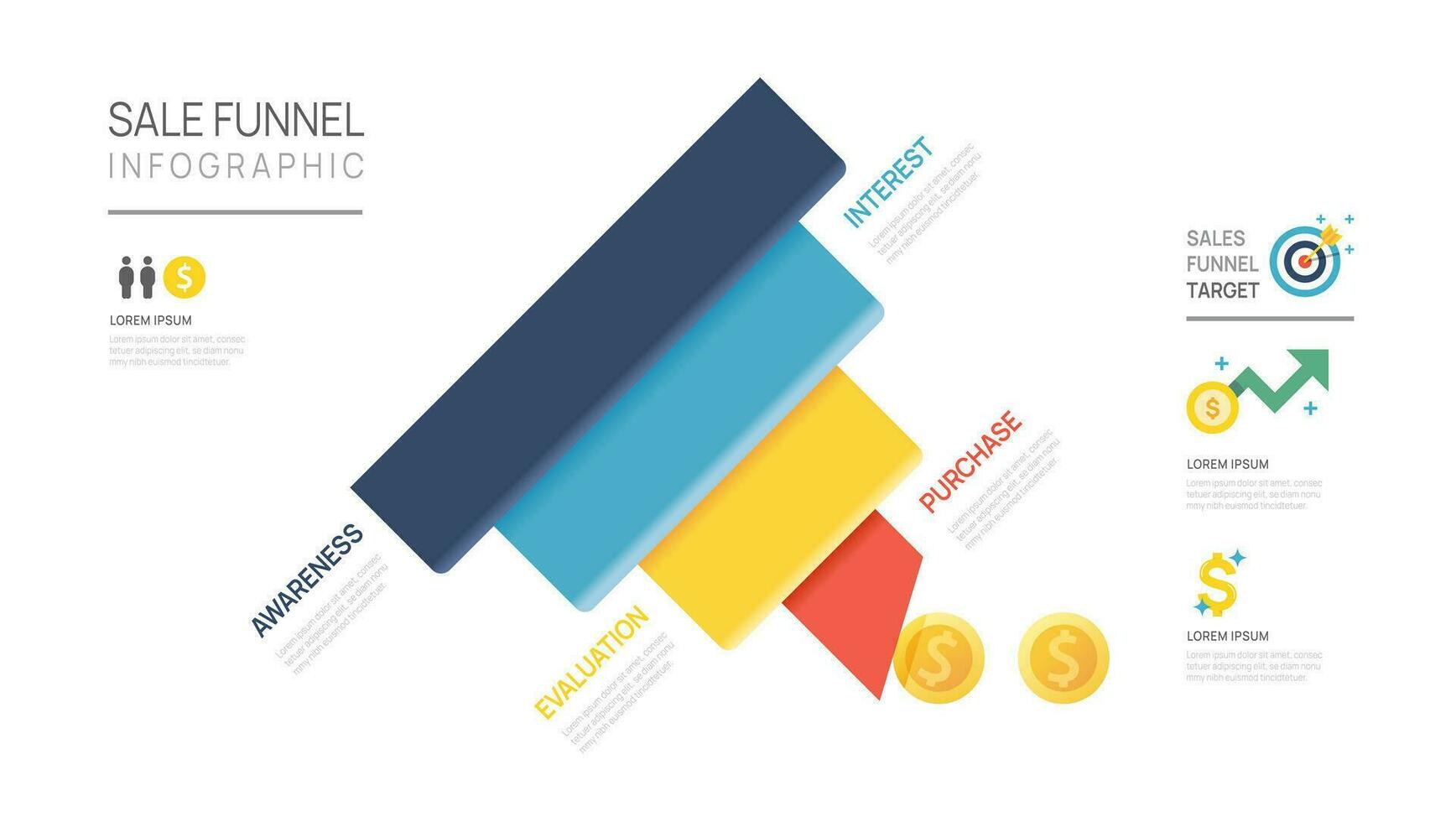 infografía ventas embudo diagrama modelo para negocio. moderno cronograma 4 4 paso nivel, digital márketing datos, presentación vector infografía.