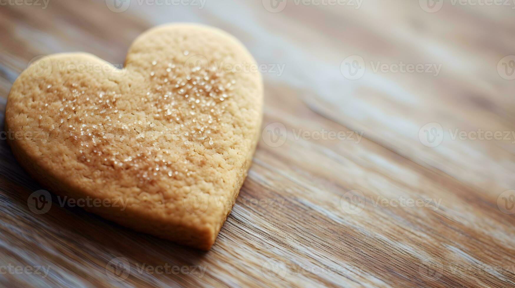 AI generated Heart-shaped cookies on a wooden background. Selective focus. photo