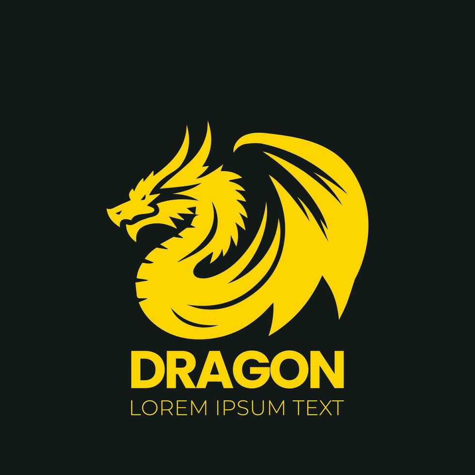 Dragon vector icon illustration design logo template, dragon silhouette, dragon emblem