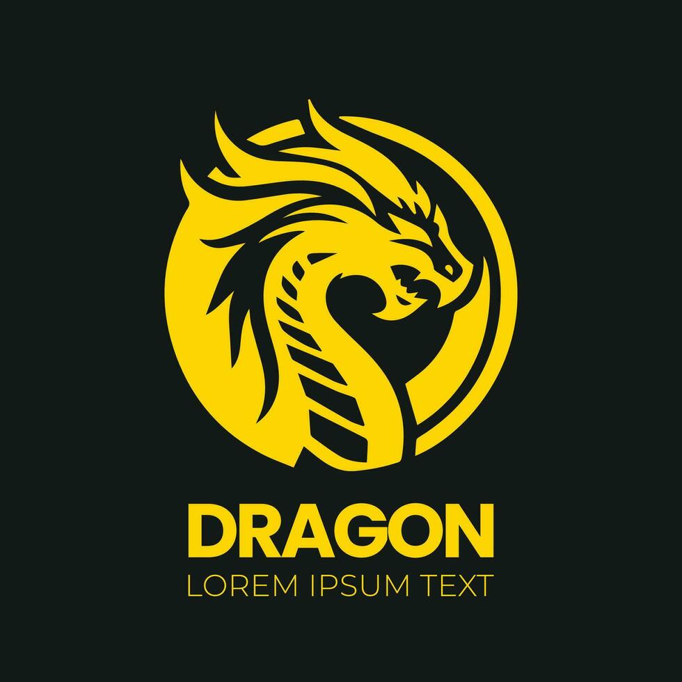 Dragon vector icon illustration design logo template, dragon silhouette, dragon emblem