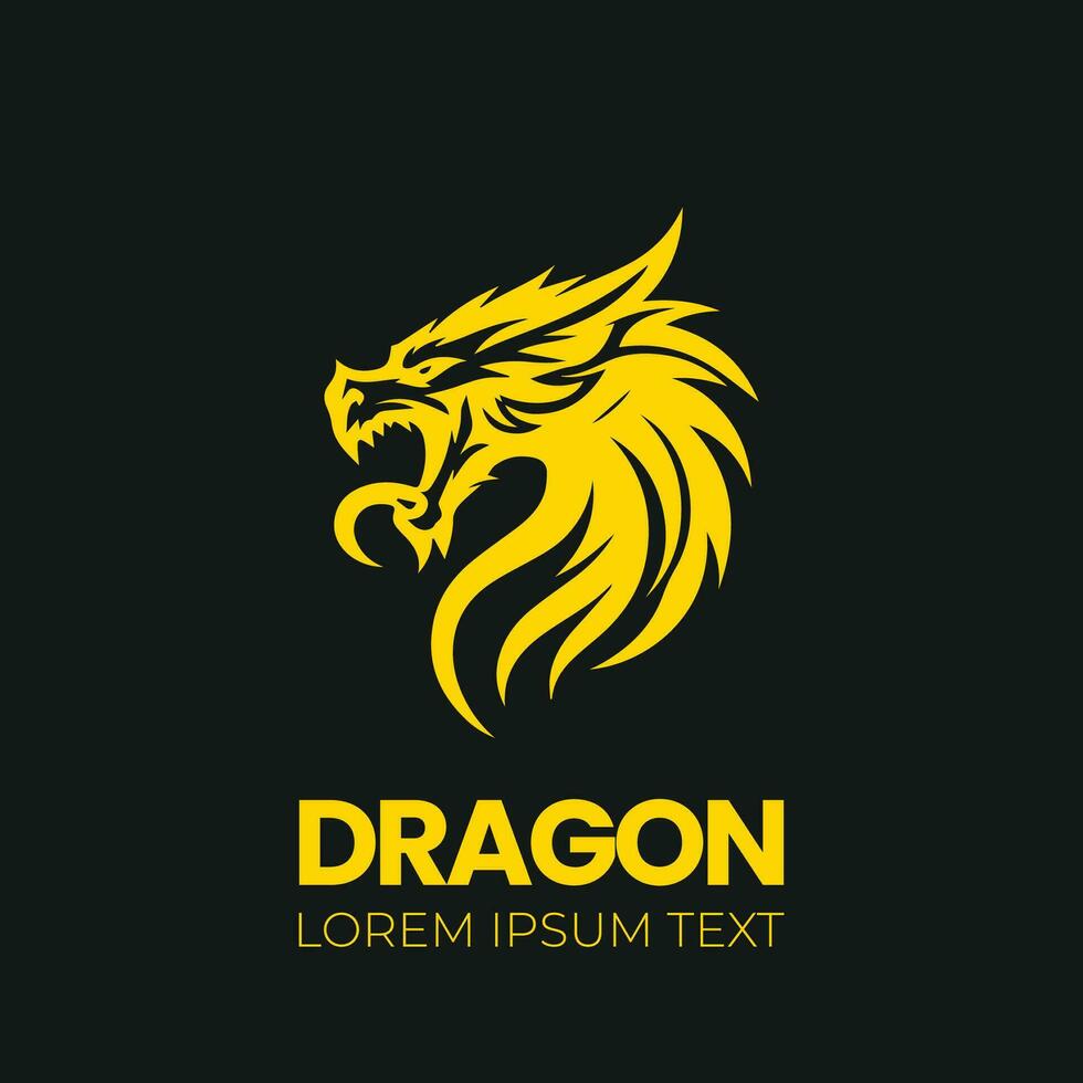 Dragon vector icon illustration design logo template, dragon silhouette, dragon emblem