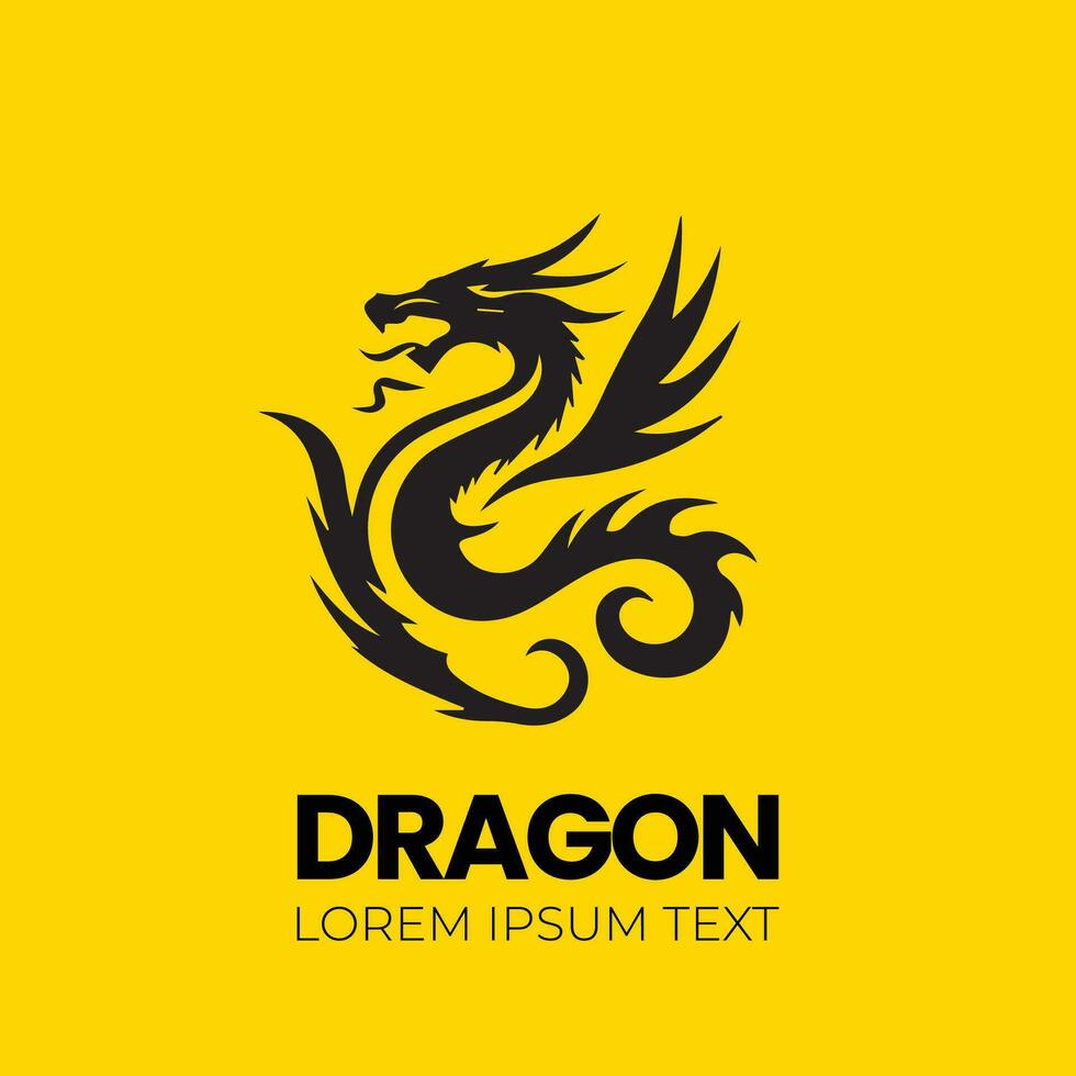 Dragon vector icon illustration design logo template, dragon silhouette, dragon emblem