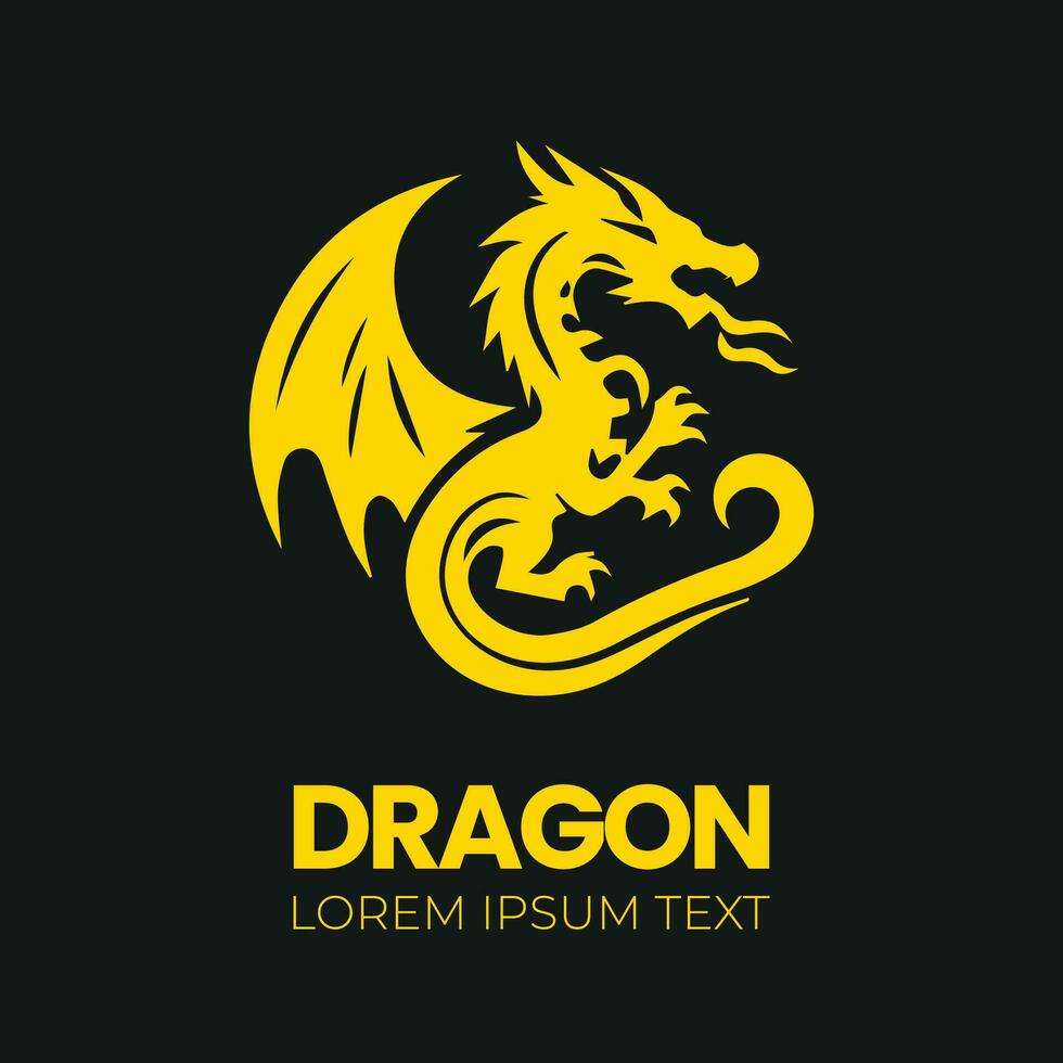 Dragon vector icon illustration design logo template, dragon silhouette, dragon emblem