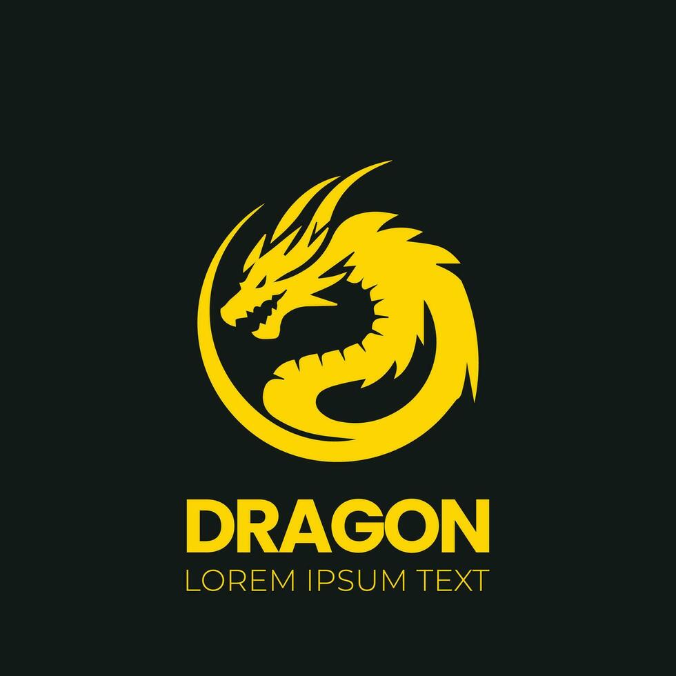 Dragon vector icon illustration design logo template, dragon silhouette, dragon emblem