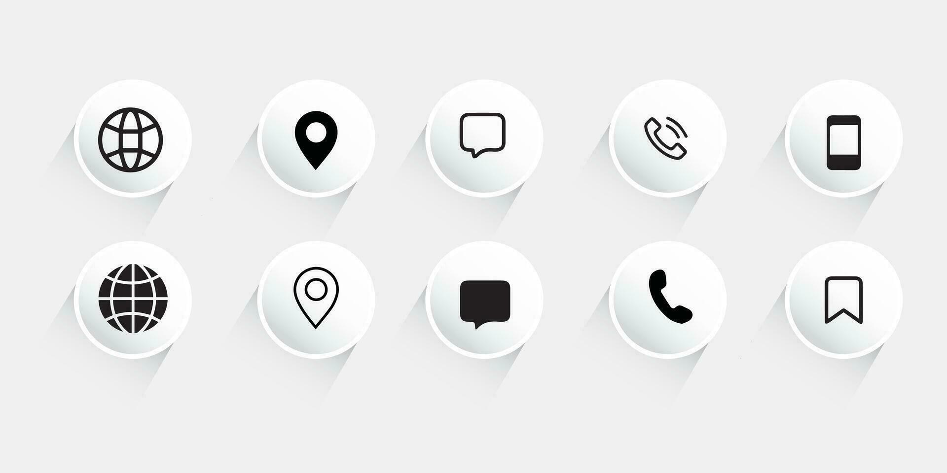 contacto nosotros icono establecer.contacto y comunicación iconos.set de comunicación icono. vector