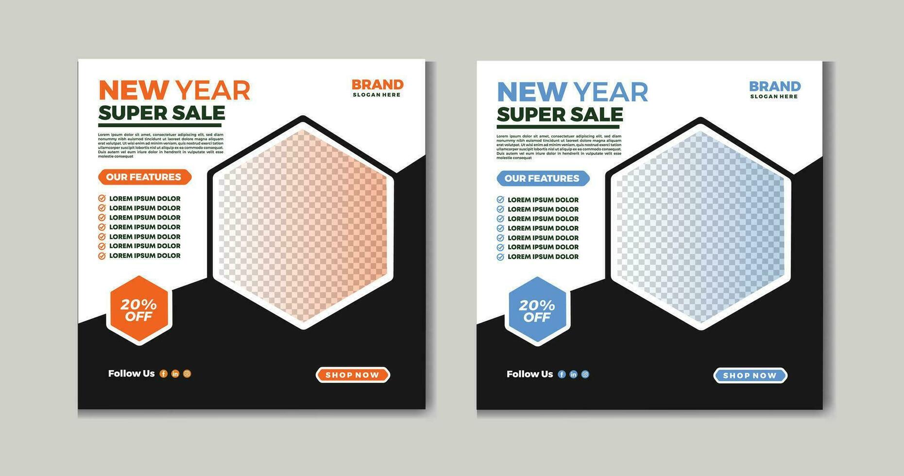 New year super sale social media banner template design, free vector