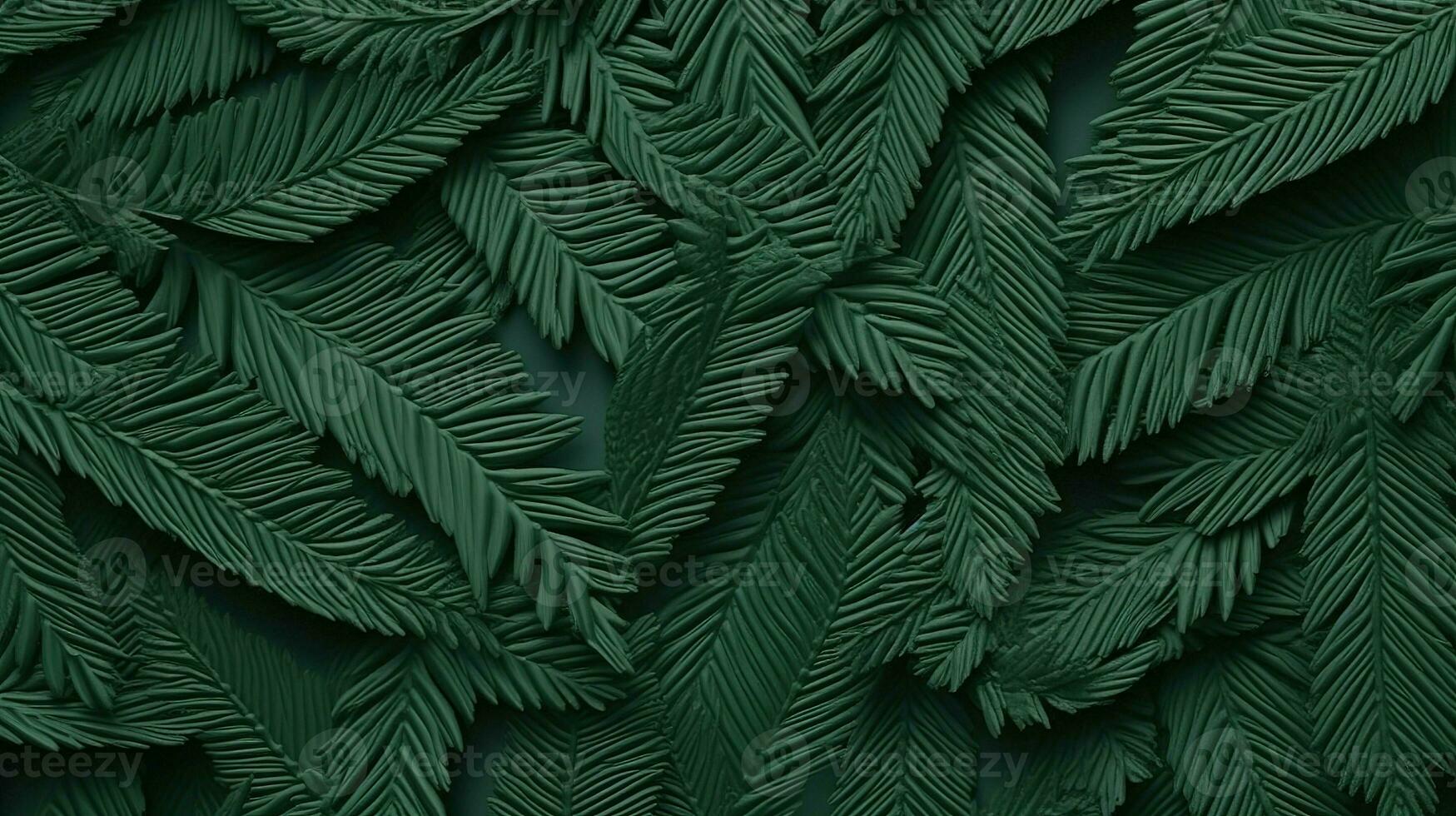 AI generated Fern Leaves Background in Dark Forest Moody Natural Plants Background photo